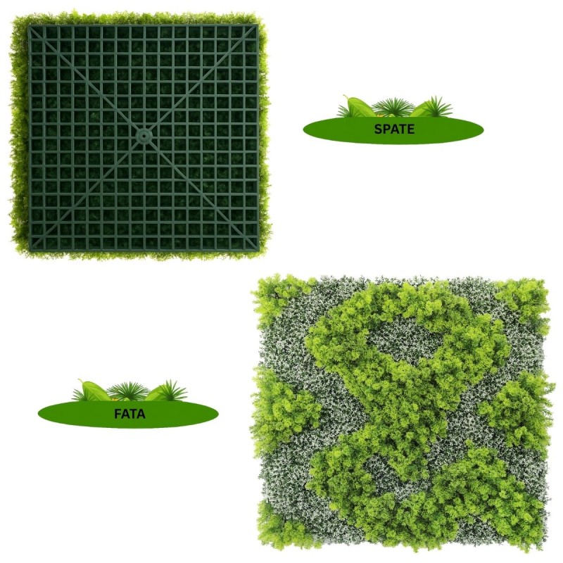 Panou din plante artificiale,cu frunze, Naimeed D7441, Verde, 100x100 cm