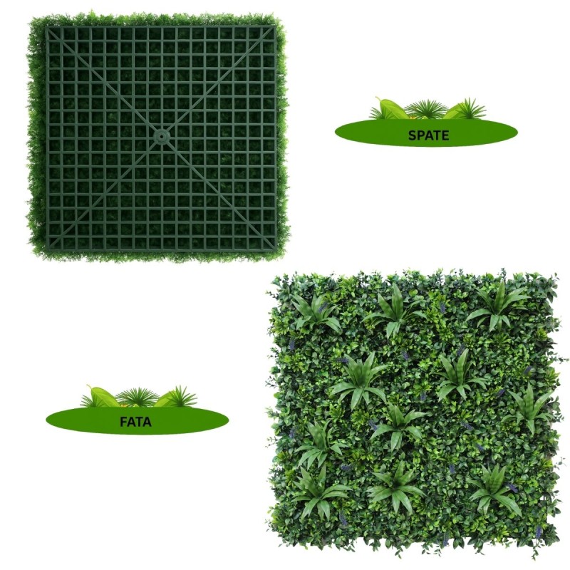 Panou din plante artificiale,cu frunze, Naimeed D7477, Verde, 100x100 cm