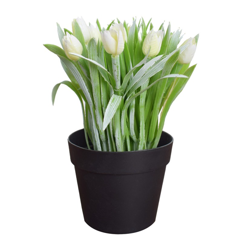 Aranjament floral artificial, in ghiveci, Naimeed D4953, Alb