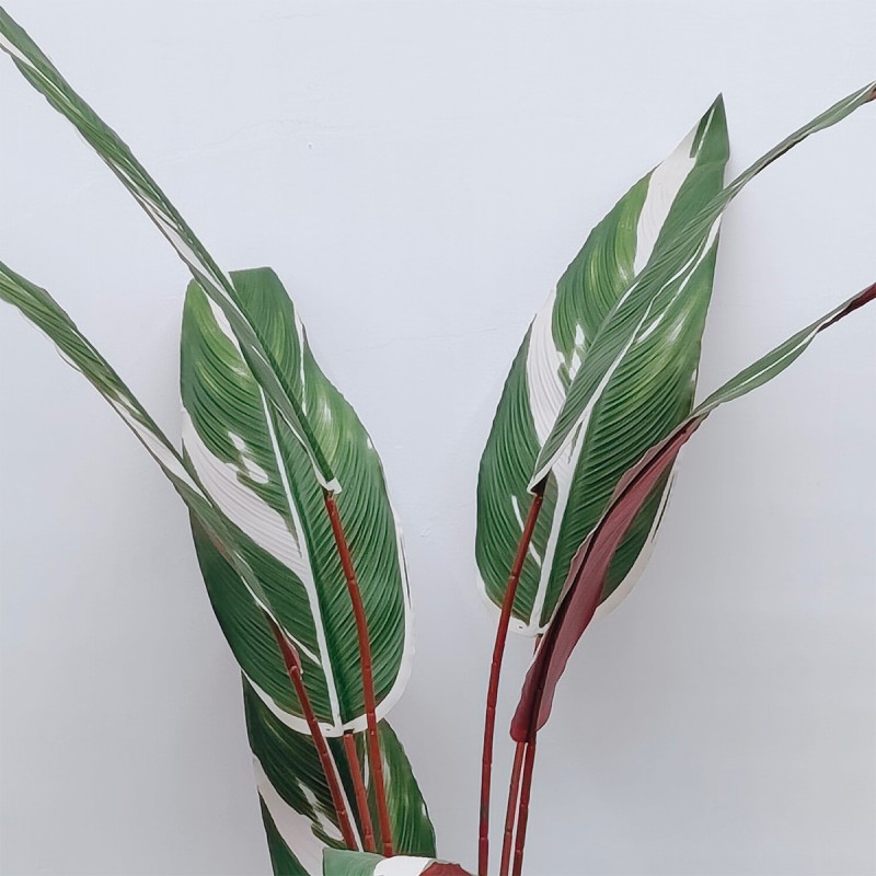 Planta artificiala, Stromanthe Sanguinea fara ghiveci, Naimeed D5619, 140x30 cm, Alb