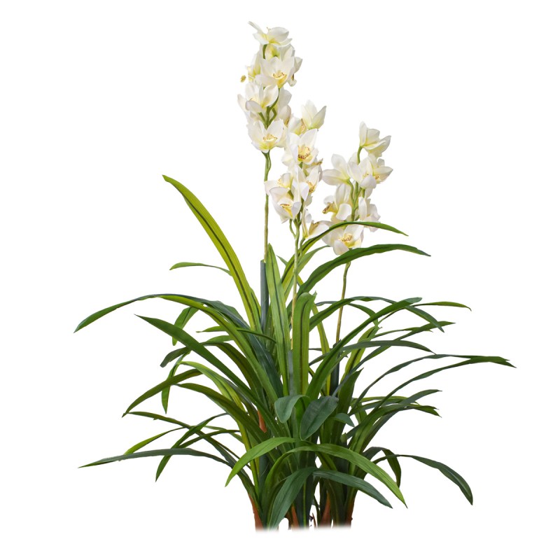 Floare artificiala, Orhidee barca fara ghiveci, Naimeed D5620, 120x100 cm, Alb