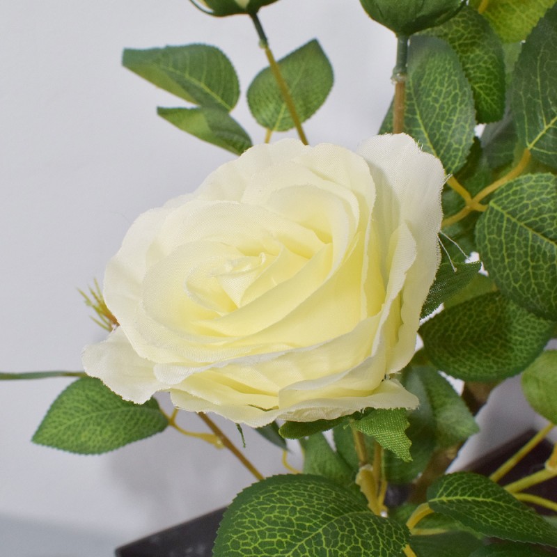 Floare artificiala, Trandafir fara ghiveci, Naimeed D5625, 75x54 cm, Alb