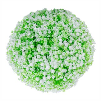 Sfera din plante artificiale, cu flori, Naimeed D5931, Verde-Alb, 280mm