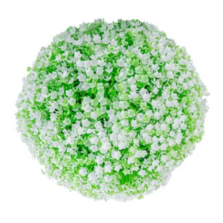 Sfera din plante artificiale, cu flori, Naimeed D5932, Verde-Alb, 200mm