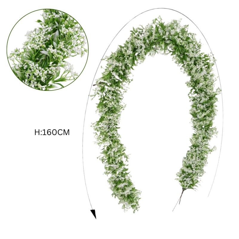 Ghirlanda decorativa artificiala, tip Gypsophila, Naimeed D6949, 160 cm, Alb/Verde Ghirlanda decorativa artificiala, tip Gypsophila, Naimeed D6949, 160 cm, Alb/Verde