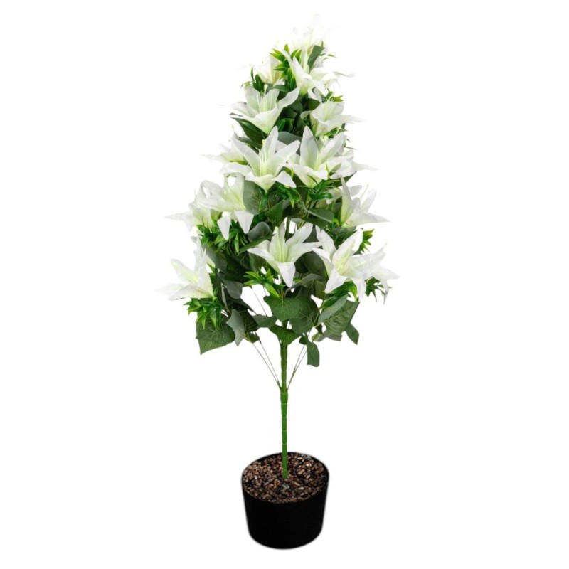 Planta decorativa artificiala, fara ghiveci, tip Crin, Naimeed D6957, 102 cm, Alb