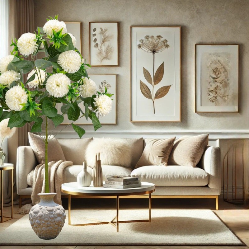 Planta decorativa artificiala, fara ghiveci, tip Crizantema, Naimeed D6961, 105 cm, Alb Planta decorativa artificiala, fara ghiveci, tip Crizantema, Naimeed D6961, 105 cm, Alb