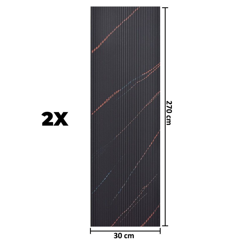 Set 2 panouri decorative, riflaj, polimer rigid, Naimeed D5464, 270x30x0.5cm, Negru Set 2 panouri decorative, riflaj, polimer rigid, Naimeed D5464, 270x30x0.5cm, Negru