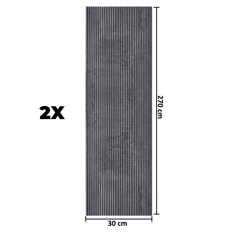 Set 2 panouri decorative, riflaj, polimer rigid, Naimeed D5466, 270x30x0.5cm, Gri