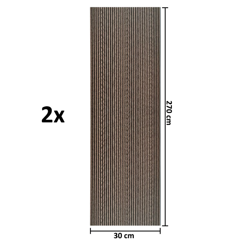 Set 2 panouri decorative, riflaj, polimer rigid, Naimeed D5467, 270x30x0.5cm, Maro