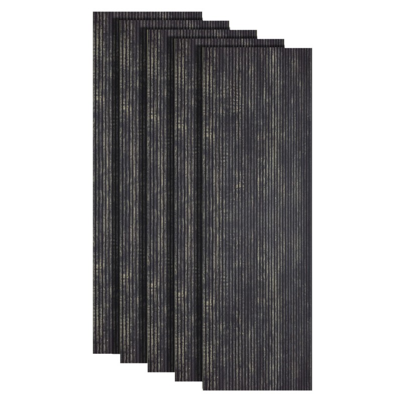 Set 5 panouri decorative, riflaj, polimer rigid, Naimeed D5468, 270x30x0.5cm, Negru