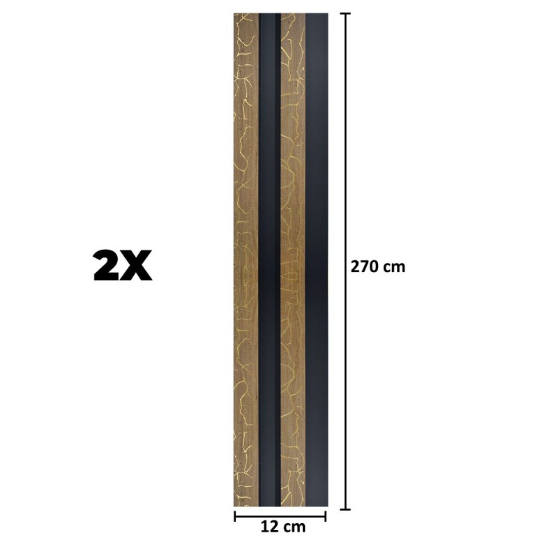 Set 2 panouri decorative, riflaj, polimer rigid, Naimeed D5477, 270x12x2cm, Maro