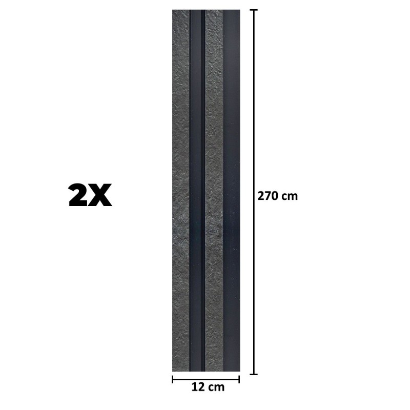 Set 2 panouri decorative, riflaj, polimer rigid, Naimeed D5478, 270x12x2cm, Negru Set 2 panouri decorative, riflaj, polimer rigid, Naimeed D5478, 270x12x2cm, Negru
