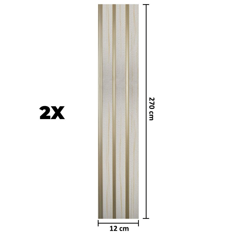 Set 2 panouri decorative, riflaj, polimer rigid, Naimeed D5479, 270x12x1cm, Alb/Auriu Set 2 panouri decorative, riflaj, polimer rigid, Naimeed D5479, 270x12x1cm, Alb/Auriu