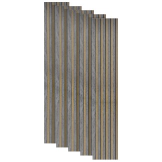 Set 5 panouri decorative, riflaj, polimer rigid, Naimeed D5495, 270x12x1cm, Gri/Maro Set 5 panouri decorative, riflaj, polimer rigid, Naimeed D5495, 270x12x1cm, Gri/Maro