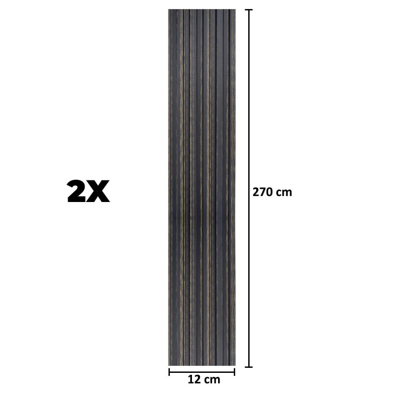 Set 2 panouri decorative, riflaj, polimer rigid, Naimeed D5497, 270x12x1cm, Negru Set 2 panouri decorative, riflaj, polimer rigid, Naimeed D5497, 270x12x1cm, Negru