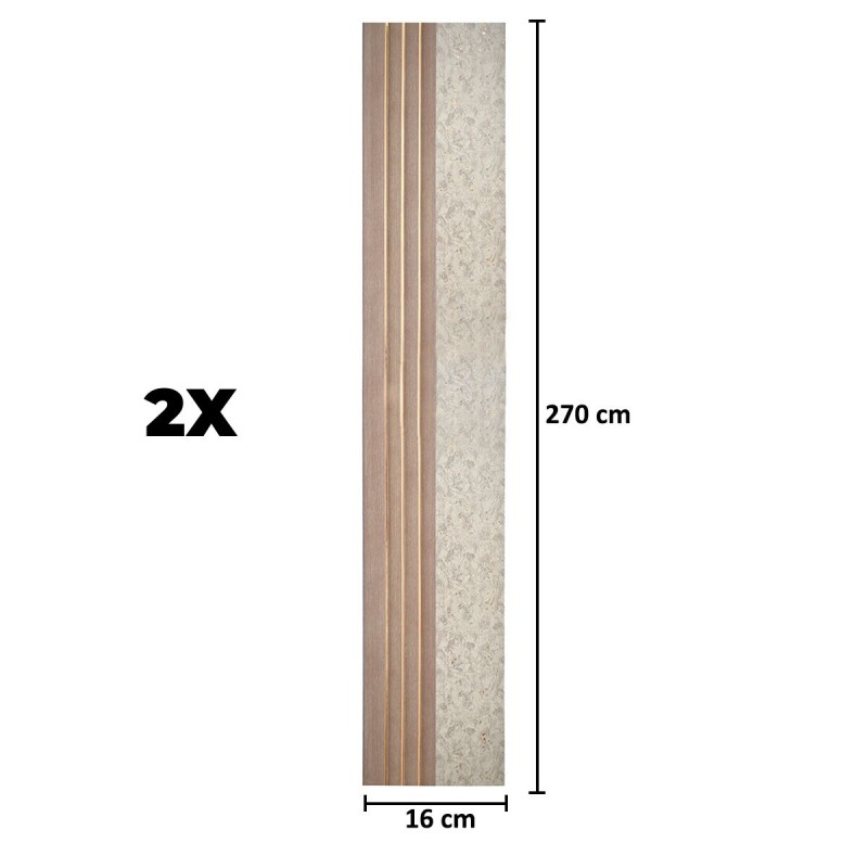 Set 2 panouri decorative, riflaj, polimer rigid, Naimeed D5500, 270x16x1cm, Crem deschis