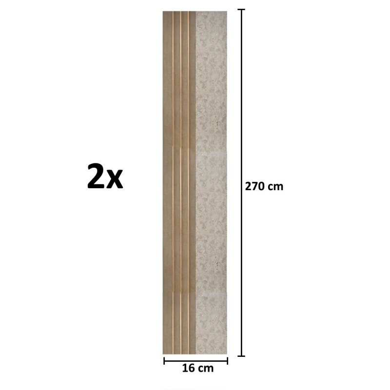 Set 2 panouri decorative, riflaj, polimer rigid, Naimeed D5501, 270x16x1cm, Crem inchis Set 2 panouri decorative, riflaj, polimer rigid, Naimeed D5501, 270x16x1cm, Crem inchis