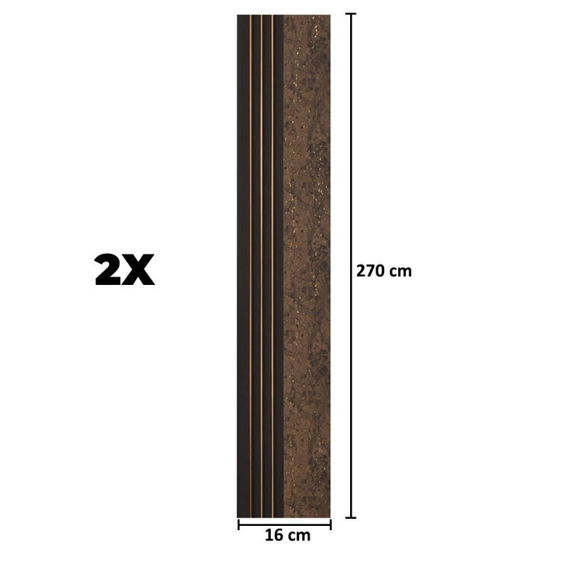 Set 2 panouri decorative, riflaj, polimer rigid, Naimeed D5502, 270x16x1cm, Maro