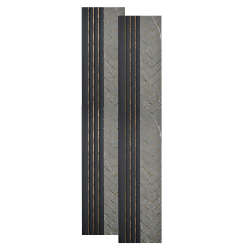 Set 2 panouri decorative, riflaj, polimer rigid, Naimeed D5503, 270x16x1cm, Gri