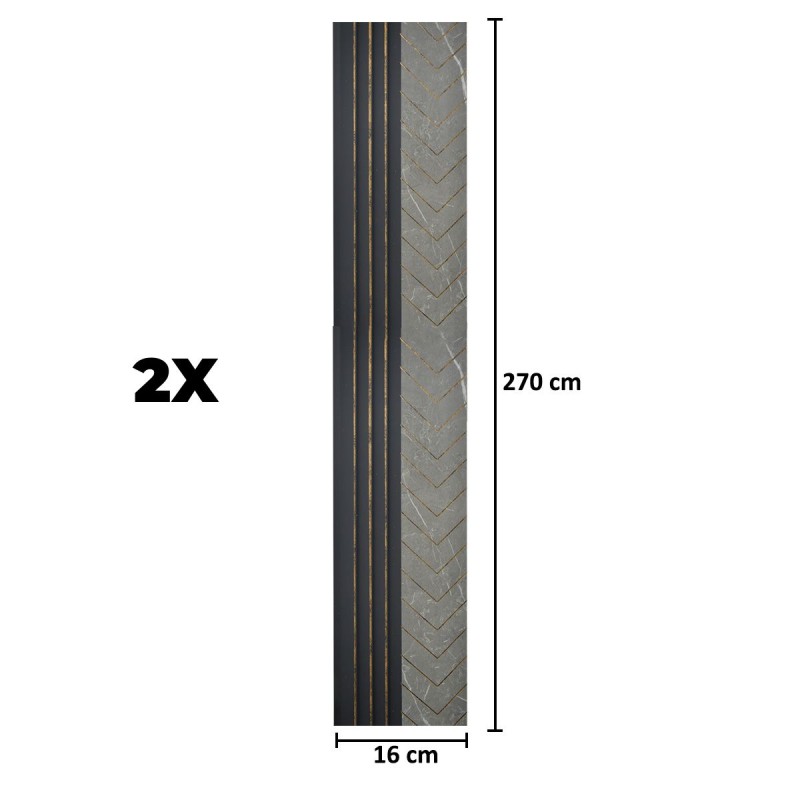 Set 2 panouri decorative, riflaj, polimer rigid, Naimeed D5503, 270x16x1cm, Gri