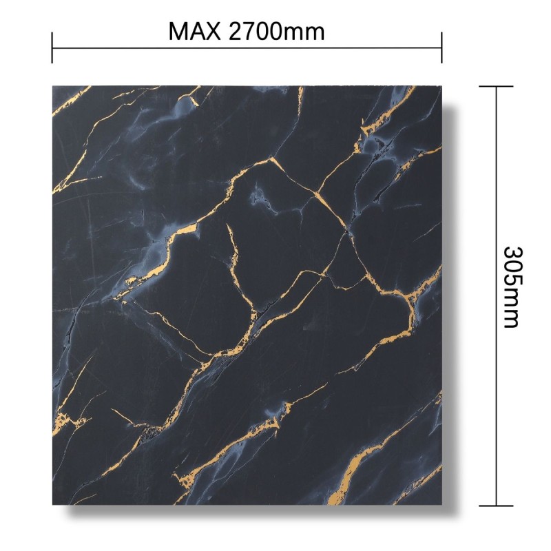 Panou decorativ, riflaj, polimer rigid, Naimeed D7608, Dimensiuni 270x30.5x0.45cm, Negru