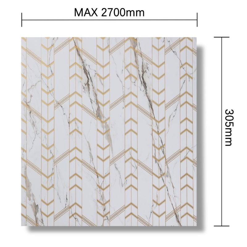 Panou decorativ, riflaj, polimer rigid, Naimeed D7620, Dimensiuni 270x30.5x0.45cm, Alb