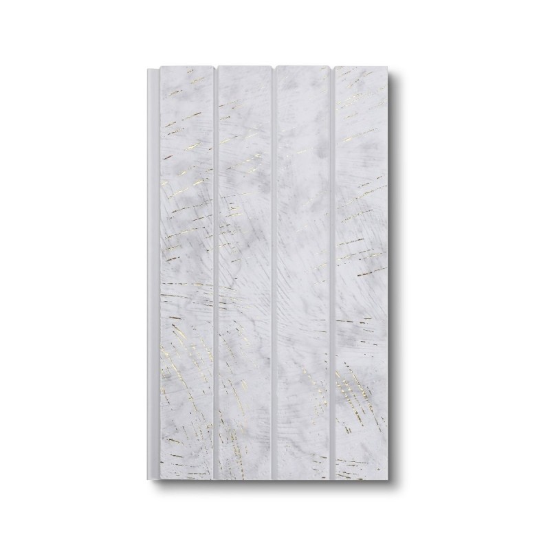 Panou decorativ, riflaj, polimer rigid, Naimeed D7623, Dimensiuni 270x16.5x1.1cm, Alb/Auriu