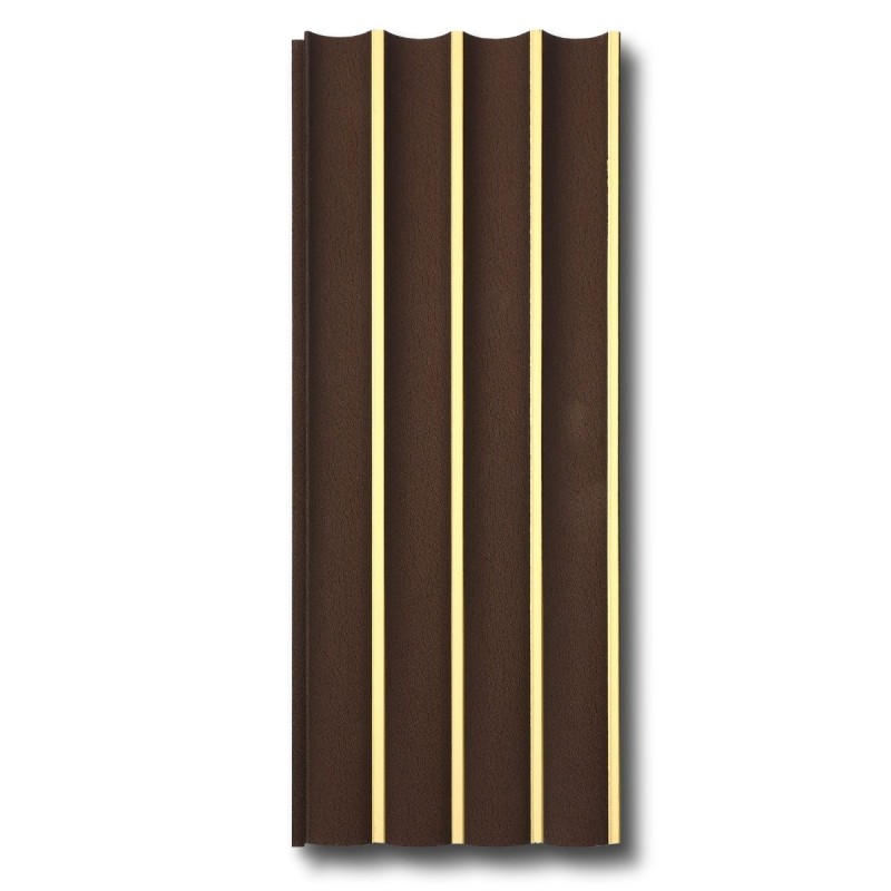 Panou decorativ, riflaj, polimer rigid, Naimeed D7628, Dimensiuni 270x12x1cm, Maro ciocolatiu