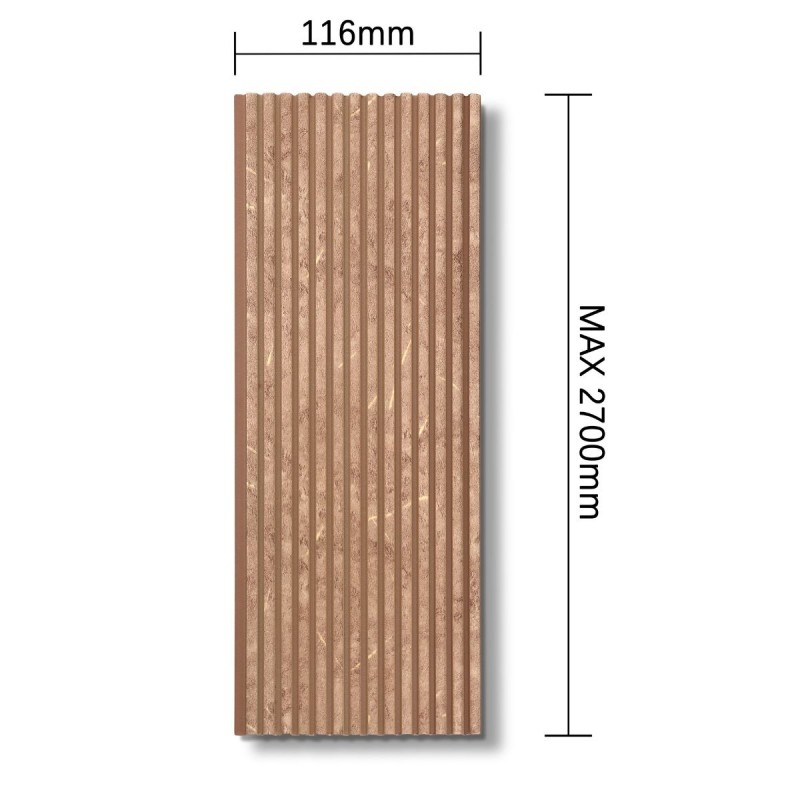 Panou decorativ, riflaj, polimer rigid, Naimeed D7629, Dimensiuni 270x11.6x0.6cm, Maro deschis