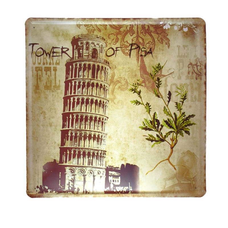 Tablou Metalic, Turnul din Pisa, Stil Retro, Naimeed D29-Pisa