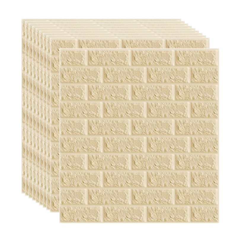 Set 10 x Tapet 3D autoadeziv, Naimeed D3400, model Caramida, 70 x 77 cm, Crem