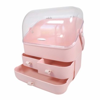 Organizator cosmetice, capac transparent, Naimeed D5320, 18x27x31cm, Roz Organizator cosmetice, capac transparent, Naimeed D5320, 18x27x31cm, Roz