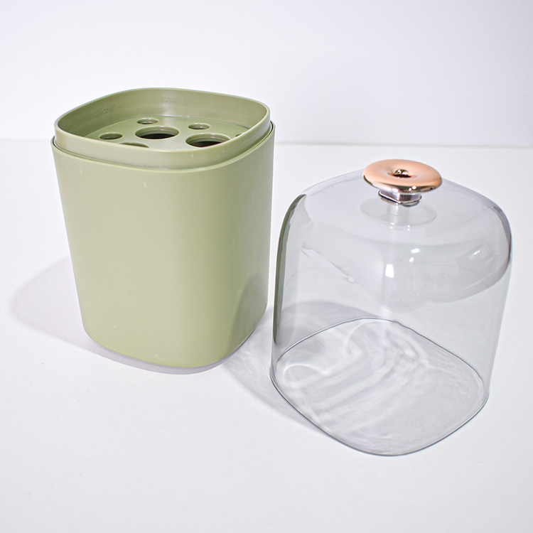 Organizator cosmetice, capac transparent, Naimeed D5376, 10x10x22cm, Verde