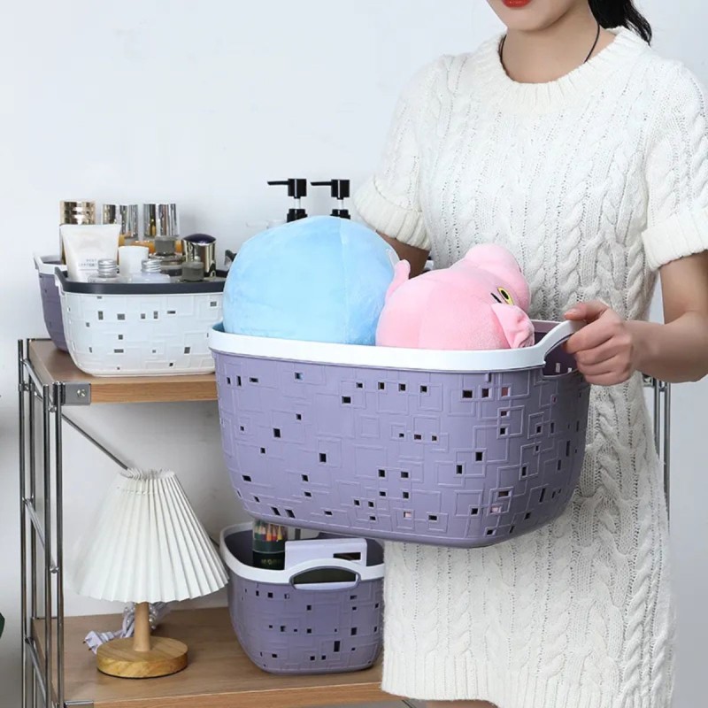 Set 3 cosuri depozitare, Naimeed D5341, D5342, D5343, plastic, 34x27x20 cm, 30x23x16 cm, 26x19x14 cm, Alb