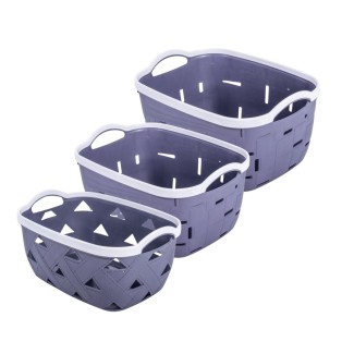 Set 3 cosuri depozitare, Naimeed D5341, D5342, D5343, plastic, 34x27x20 cm, 30x23x16 cm, 26x19x14 cm, Gri inchis Set 3 cosuri depozitare, Naimeed D5341, D5342, D5343, plastic, 34x27x20 cm, 30x23x16 cm, 26x19x14 cm, Gri inchis