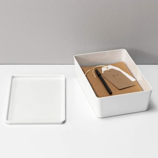 Cutie depozitare, cu capac, Naimeed D5383, Alb, 26x18x8cm