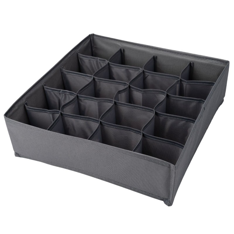 Organizator pliabil de dulap sau sertar, 20 compartimente, Naimeed D7683, Dimensiuni 30x30x10 cm, Gri