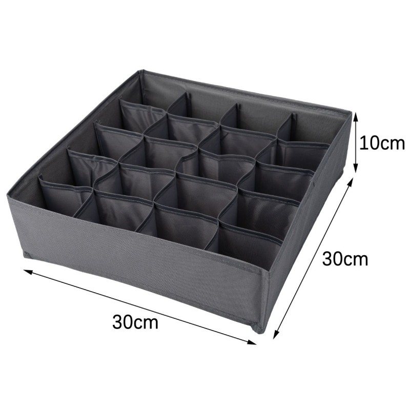 Organizator pliabil de dulap sau sertar, 20 compartimente, Naimeed D7683, Dimensiuni 30x30x10 cm, Gri