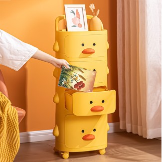 Raft multifunctional, 4 niveluri, model ratusca, Naimeed D5312, Galben, 38x30x100cm Raft multifunctional, 4 niveluri, model ratusca, Naimeed D5312, Galben, 38x30x100cm