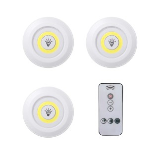 Set 3 lampi LED, Naimeed D5164, alimentare cu baterii,  3 trepte de intensitate, control prin telecomanda, wireless, Alb Set 3 lampi LED, Naimeed D5164, alimentare cu baterii,  3 trepte de intensitate, control prin telecomanda, wireless, Alb