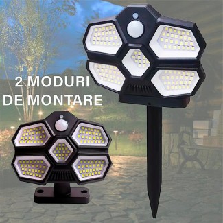 Lampa solara, cu senzor de miscare, lumina LED,  acumulator, Naimeed D4334, 124 LED-uri