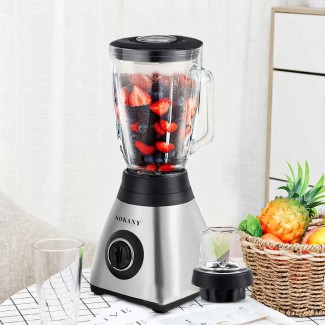 Blender 2 in 1 Sokany SK-146S, 450 W, capacitate recipient 1.5L, 3 trepte viteza, Negru/Inox Blender 2 in 1 Sokany SK-146S, 450 W, capacitate recipient 1.5L, 3 trepte viteza, Negru/Inox