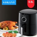 Friteuza fara ulei Sokany AF-002, 1500W, 5L, Control Temperatura, Negru/Inox