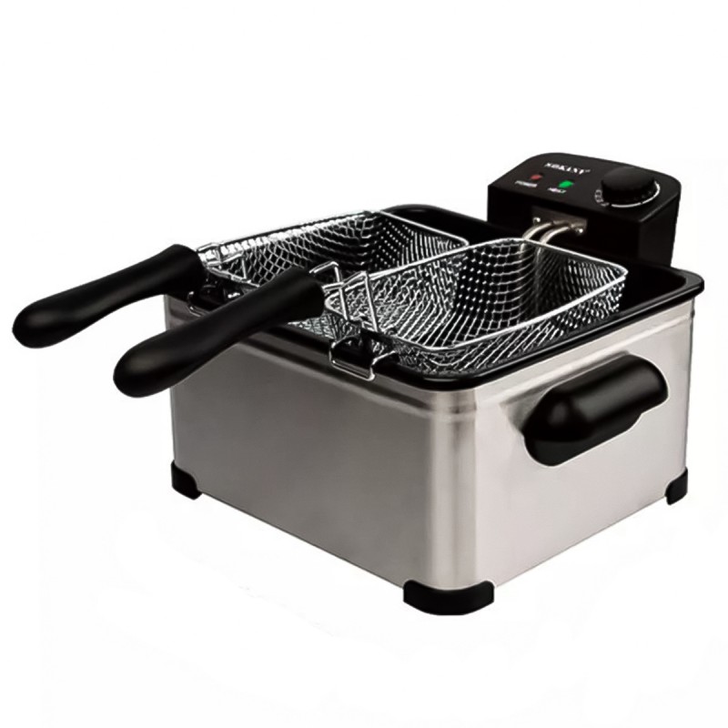 Friteuza Sokany HD-3501, 2100W, 5L, Termostat reglabil, Negru/Inox Friteuza Sokany HD-3501, 2100W, 5L, Termostat reglabil, Negru/Inox