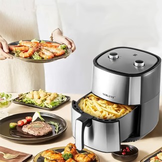 Friteuza fara ulei Sokany SK-8015, 1400W, 6L, Control Temperatura, Negru/Inox