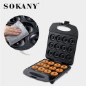 Aparat pentru preparat gogosi Sokany SK-821, 1400W, Placi antiaderente, Indicator luminos, Negru/Inox