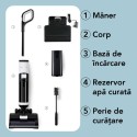 Aspirator Vertical cu mop, Inteligent Liectroux i7PRO(D6820), ghid vocal, autonomie 35 de minute, rezervor de apa murdara 800ml, rezervor apa curata 600ml, 1150x280x210mm,  Negru