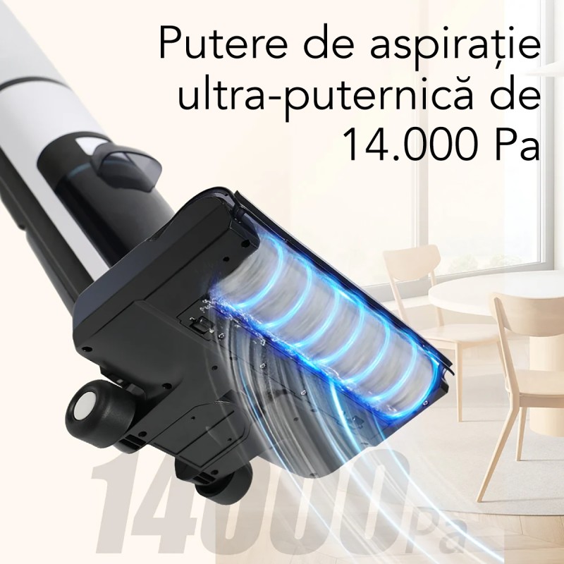 Aspirator Vertical cu mop, Inteligent Liectroux i7PRO(D6820), ghid vocal, autonomie 35 de minute, rezervor de apa murdara 800ml, rezervor apa curata 600ml, 1150x280x210mm,  Negru