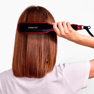 Placa profesionala de indreptat parul Sokany SK-986, 230 grade, invelis ceramic,  afisaj digital, Rosu